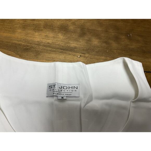 Vintage St. John by Marie Gray Button Front White Sleeveless Blouse Size M - Picture 2 of 10